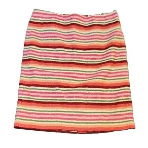 Talbots Lined Blend Linen Multiple Color Pink Green‎ Striped Pencil Skirt Sz 12